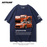 Hot Sale Car Engine GT86 All Cotton JDM Printed Loose Short Sleeve T-shirt for Men and Women, Loose 