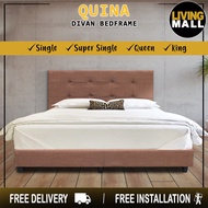 Living Mall Quina Series Woven Fabric Divan Bed Frame in 3 Model Designs  - All Sizes Available