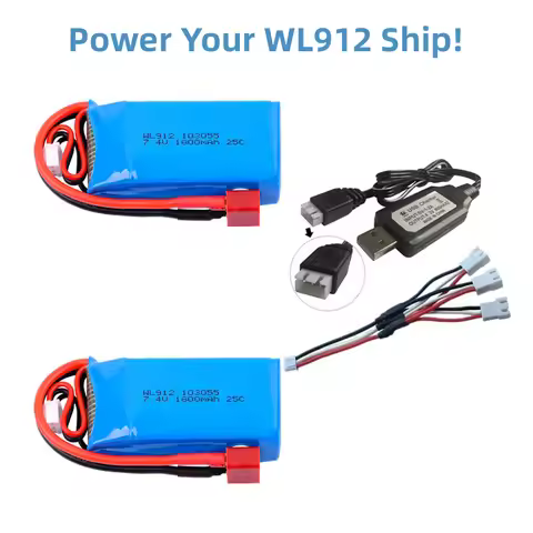 WL912 Model Ship Battery 7.4V 1800MAH Lipo Battery For WL912 Remote Control Ship 25C 2S Model Ship B