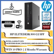 [PS/Game/CAD] HP EliteDesk 800 G2 SFF Intel i5-6th Gen 16GB RAM 256GB SSD AMD GPU Win10 Pro ,MS Offi