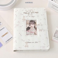 NARCISSUS13A0E 1pc Photo Card Binder, PU Loose-leaf 3-inch Photocard Holder, Kawaii Pink Floral Patt