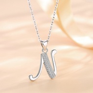 EUDORA Sterling Silver Large Initial Letter Necklace Large Letter Writing Letters 26 A-Z Pendant Mon