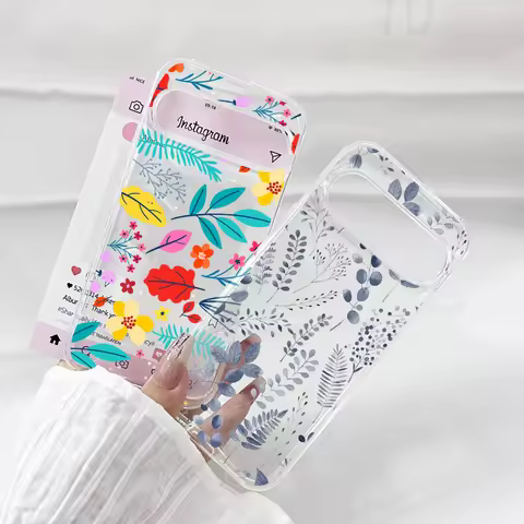 Retro Blue Leaf Pink Rose Flower Clear Phone Case For Google Pixel 10 Pro XL 9Pro XL 5G 7 8 9 Pro 8A