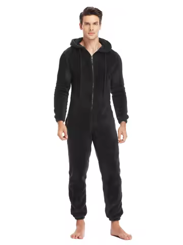 Men's Winter Warm Fluffy Teedy Fleece Pajama Onesie For Men Cozy Soft Warm Plush Fleece Jumpsuit Rom