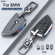 ZOBIG High quality Zinc alloy+Leather Car Key Cover Case fit for 2024  BMW 1 2 4 5 6 7 Series X1 X2 X3 X5 X6 X4 M5 M6 3GT 5GT  Original key remote control shell