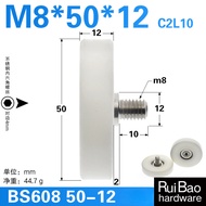 Nylon Wheel 608 Bearing Wheel 5cm Flat Roller Screw Threaded Plastic-Coated Guide Wheel pom Formalde