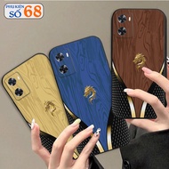 Oppo A77s case with luxurious wood grain and golden dragon patterns