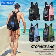 【FY】  Mesh Swimming Bag Drawstring Backpack with Pocket Beach Backpack for Gym Exercise Equipment St