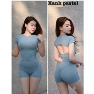 Women's Sports Crop Top Short Set for gym, Aerobic, Pilates, Running Gym Outfit Woman Set