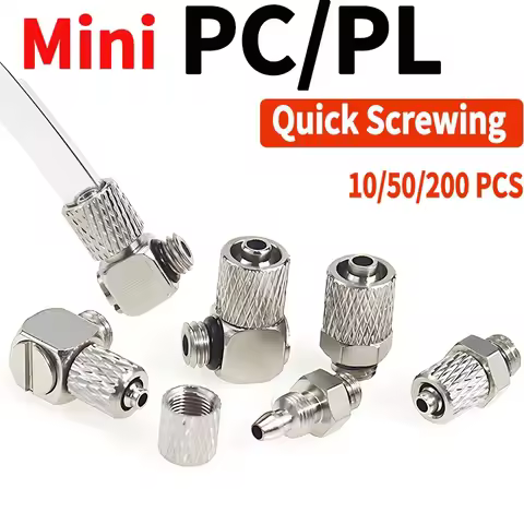 Mini Pneumatic Pipe Connector PC PL Screw Through Quick Fitting Fast Twist Joint ,Male Thread M3 M4 