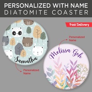 Personalised Diatomite Coaster customisable with names Great personalised gift for Teachers day and 