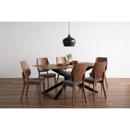 GISSO 1.8M Solid Wood Dining Table Set 6 Dining Set 6 Seater Dining Table 6 Seater Meja Makan 6 Kerusi Meja Kayu Makan