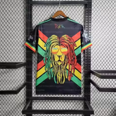 Ajax Bob Marley Edition 2026 Men's Football Jersey T-Shirt Reggae Style Black Colorful Print Short S