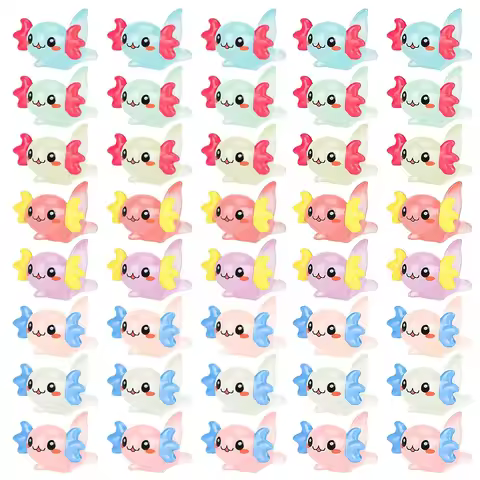 5/10pcs Mixed Axolotl Miniatures - Glow In the Dark Resin Charms Cabochons for Slime or Home Decoden