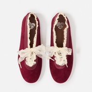 MellowCo. รองเท้าบัลเล่ต์หนังกลับตัดขอบลูกไม้ Ballet Flats รุ่น Call Me Lily M6-J5019