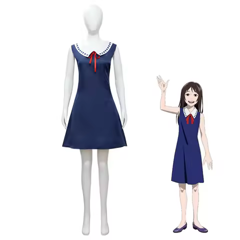 Orimoto Rika Cosplay Costume Blue Black Sleeveless Dress Anime Movie Jujutsu Kaisen Long Wig Uniform