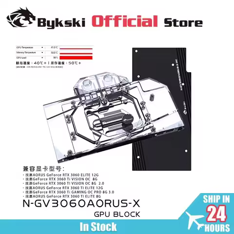 Bykski GPU Water Block for GIGABYTE AORUS RTX3060 ELITE 12G Graphics Card / with Backplane Radiator 