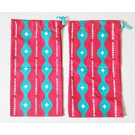 Set Of 2 Starbucks Cloth Bag Red Comes With A Star Bucks Sack For Holding Glass. Put On Small Items 