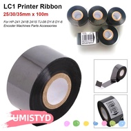 UMISTYDREAMUM9U 1Roll Printer Tape, 25/30/35mm 100m LC1 Printer Ribbon,  Black Thermal Coding Printi