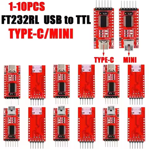 1-10PCS FT232RL FT232 FTDI USB 3.3V 5.5V to TTL Serial Adapter Module for Arduino FT232 Pro Mini Por