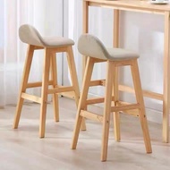 Funky Home-Solid Wood Bar Stool Home High Chair Dining Stool Leather Soft Cushion Round/Square Stool