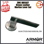 ARMOR Zinc Diecast Brown Leather Mortise Leverset (ALM-Z7020/S60/6085/BL/SN)