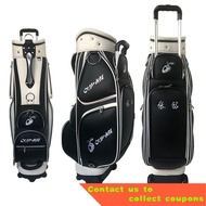 Hot sale golf bag clothes bag with wheels easy to carry Neoprene PU lichee pattern waterproof black Tour Golf Staff PU B