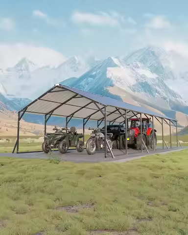 20x30x12ft Heavy Duty Steel Metal Carport Vertical Roof All Weather Multi Vehicle Pickup Boat Tracto