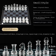 【Fairdeal】 Craft Crystal Glass Luxury Chess Set Chess Board Anti-Broken Elegant Glass Chess Pieces B