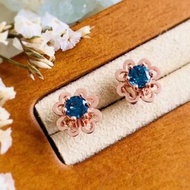 倫敦藍托帕石耳環, 圓形, 4公厘。