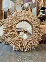 กระจกไม้ (Wooden Mirror 3D) รัศมี 100 cm. ทำจากไม้ไมยราบ 3 ชั้น แพคจัดส่งอย่างดี มีประกันขนส่ง Woode