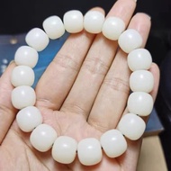 < Hongrun > White Jade Bodhi Barrel Beads Hand 10m Buddha Seed Abacus Apple Round Flat Natural
