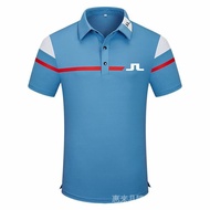 [J.LINDEBERG] GOLF Clothing Mens Summer Contrast Color Short-Sleeved T-Shirt Casual Sports Quick-Drying Non-Ironing Uniform Top