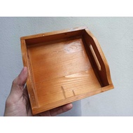 Roekre Dutch Teak Wood Tray Full Varnish 18x18x5 cm / Aesthetic Wooden Tray