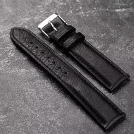 18/19/20/21/22MM 黑色鸵鸟真皮錶帶（全新）针扣真皮錶帶 ,经典真皮錶帶/代用錶帶/适配Seiko Longines男錶/男士表带/礼物