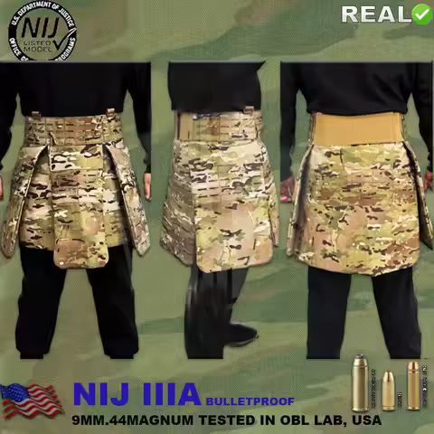 NIJ IIIA.44mag Tactical Ballistic Skirt Groin&Leg Armor Panel MOLLE Compatible Adjustable Carrier fo
