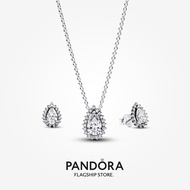 Pandora Pear Cut Necklace & Earring Set (45cm)