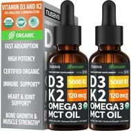 ((2Pak) Multivitamin D3K2 Drops Contain Fish Oil Omega3,5,000IU, Maximum Intensity Vitamin D3 Liquid