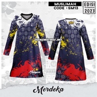 Baju Muslimah Design Terbaru MERDEKA 2023 Jersey Muslimah Malaysia Baju Muslimah Couple Tshirt Jersey Collar/short Sleeve/Muslimah Jersey Murah Oversize Baju Muslimah Microfiber