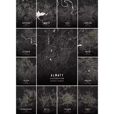 Almaty Kazakhstan Poster Print Mancave Collection Interior Design Wall Decor for Home Office