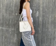 Loewe Vintage Barcelona中古白色葉子原裝肩帶手提肩背斜孭包