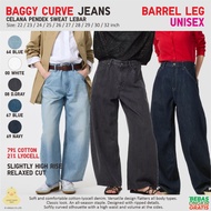 UNIQLO Baggy Curve Jeans Barrel Leg Long Pants Barrel Unisex Denim Soft Tapered Baggy Jeans