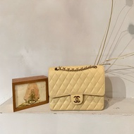 Chanel Vintage medium classic flap bag beige Clair 荔枝皮淺杏色 CF25