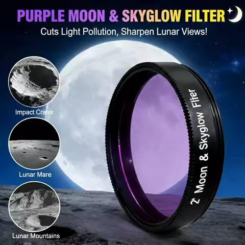 2-Inch Purple Moon & Skyglow Filter for Telescope Eyepiece - Sharp Lunar Views