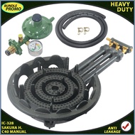 HEAVY DUTY GAS STOVE C40M WITH SAFETY IC-328 REGULATOR AND 1.5 M SAKURA HOSE