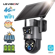 LS VISION 20X zoom Solar Camera 6MP Dual screens 4G/WIFI IP66 waterproof PIR +Ai humanoid detection 