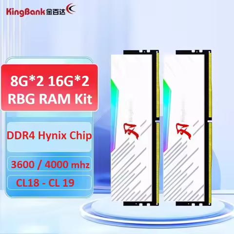 Kingbank DDR4 8GB 16GB 3200/3600/4000HZ Blade light White RGB RAM 1.35V UDIMM desktop memory Hynix 2