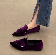 hot【DT】 2022 New Moccasins Fashion Flock Flats Ballet Shoes Loafers Female Pointed Toe Zapatillas  Mujer