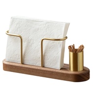 [frthrthrt]Napkin Holder Wooden Tissue Paper Holder Metal Toothpick Holder Tableware Tissue Box Stor