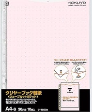 Kokuyo Co, Ltd. Kokuyo Clear Book Wave Cut Kawakami A4 Portrait 2, 4, 30 Hole 10 Sheets Red La -T880